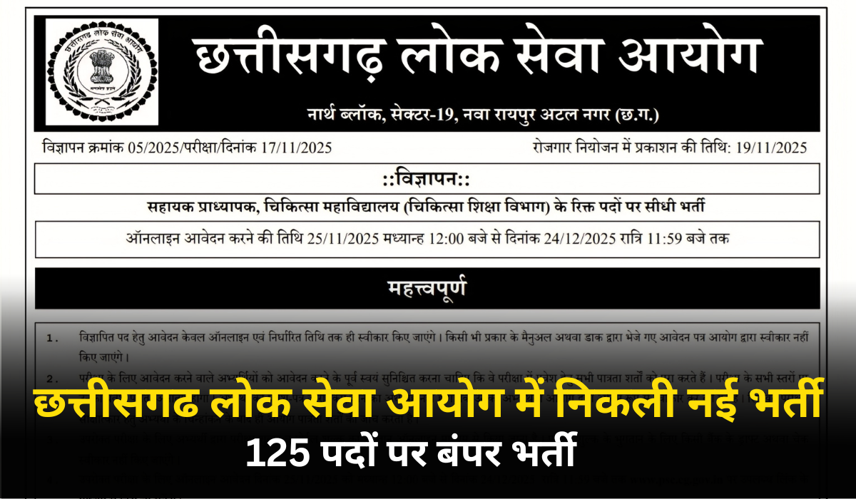 CGPSC Assistant Professor Recruitment 2025